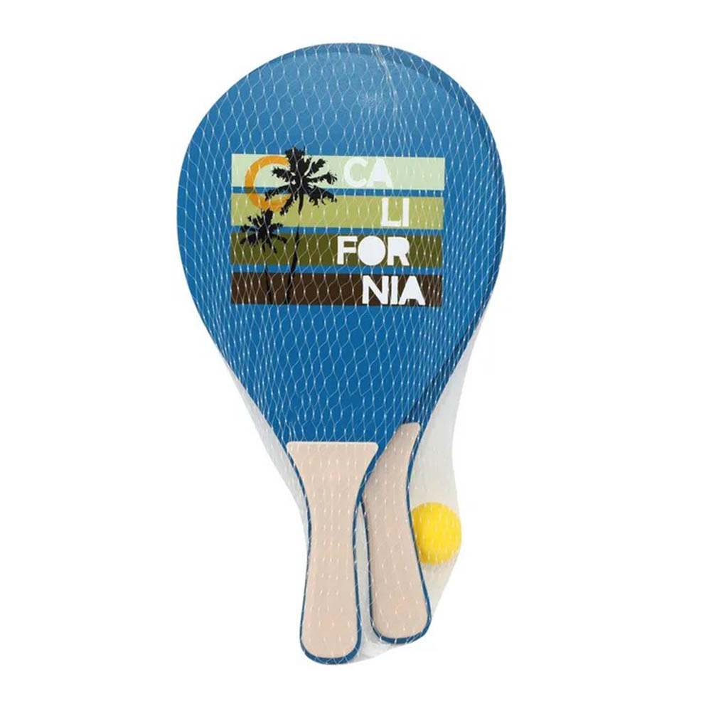 Palas de Playa de Madera con Bolsa de Bolas - Fácil de Usar - 38cm X 20cm